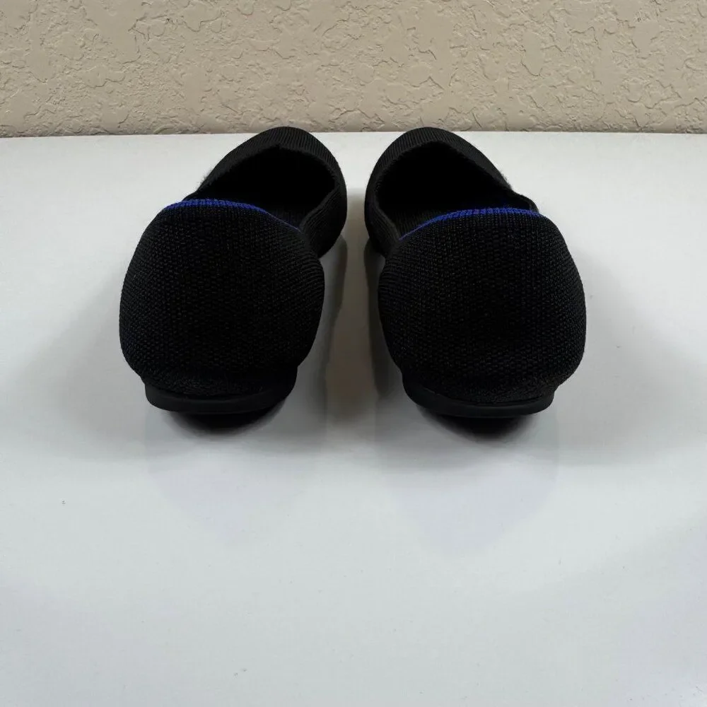 Rothy's the Flat Round Toe Knit Shoes Black Solid Womens 8 Washable Slip Ons